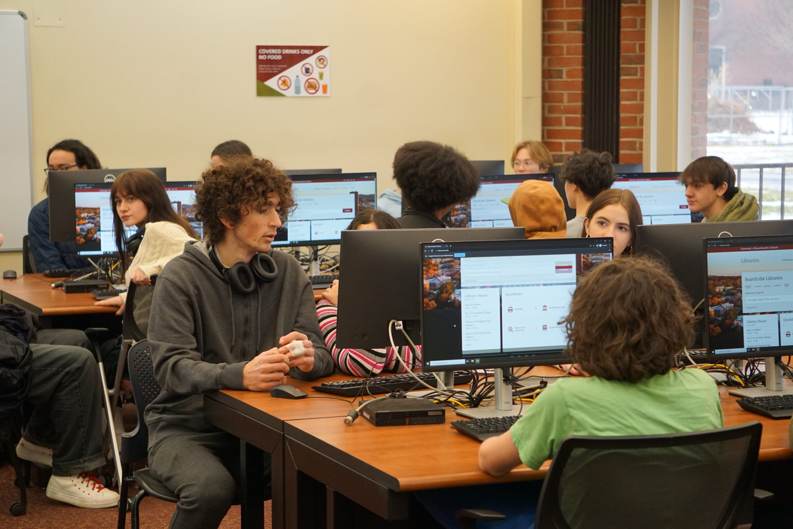 students at computers