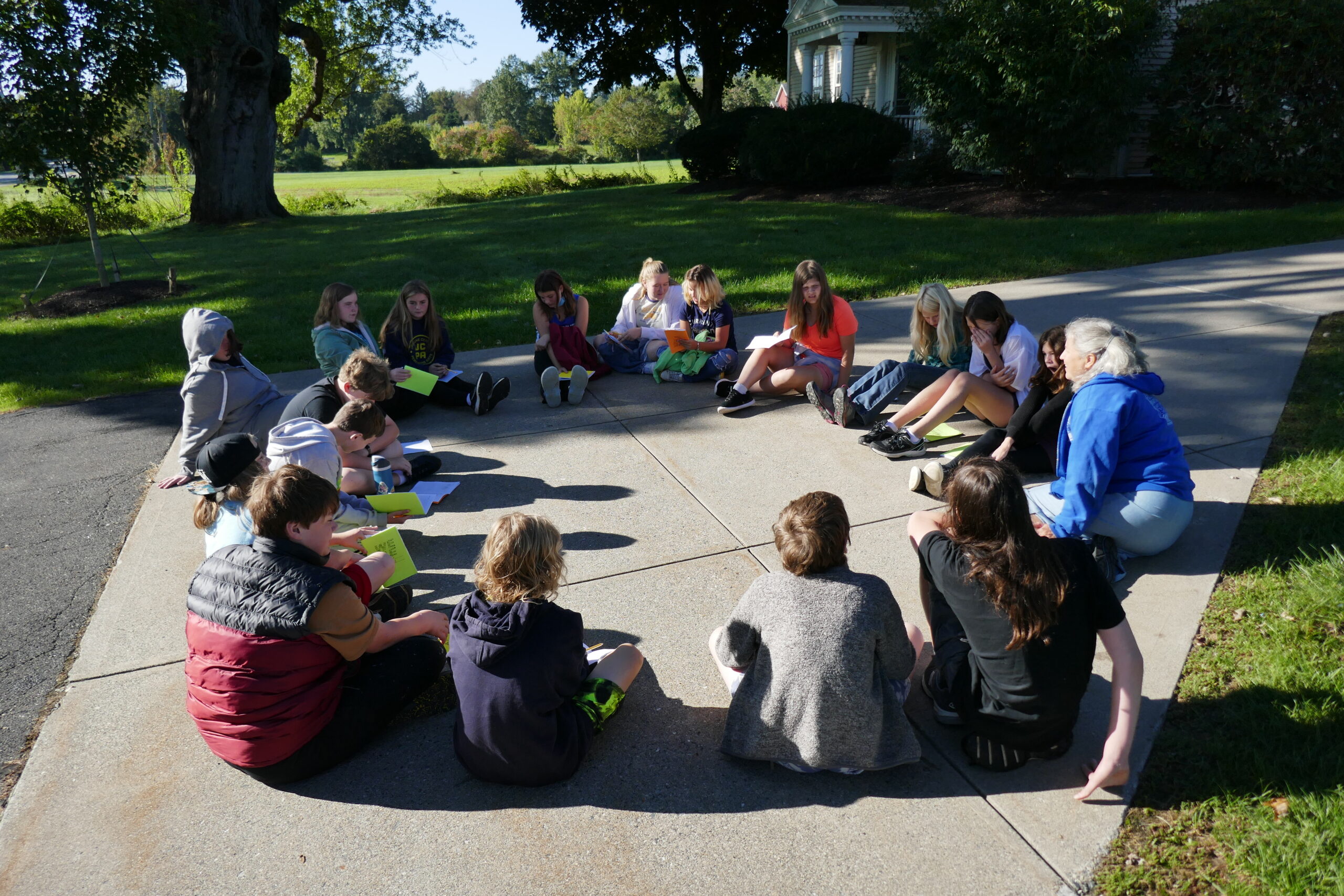 Circle of students